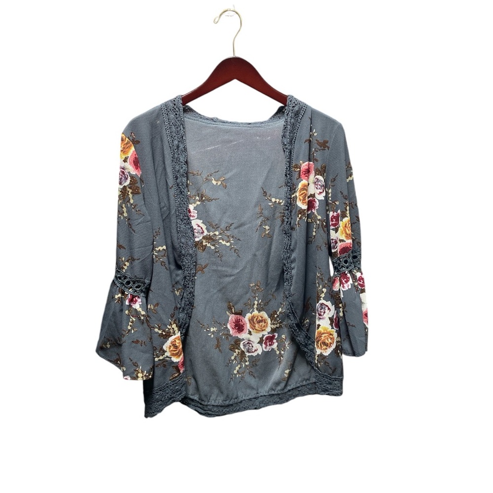Floral Bell Sleeve Kimono Cover Up